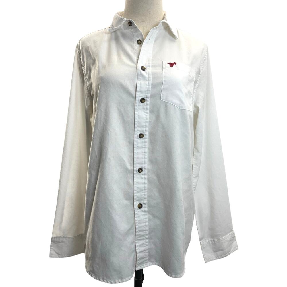 Wrangler Boys XXL White Button Down Long Sleeve Shirt Uniform Cotton Blend